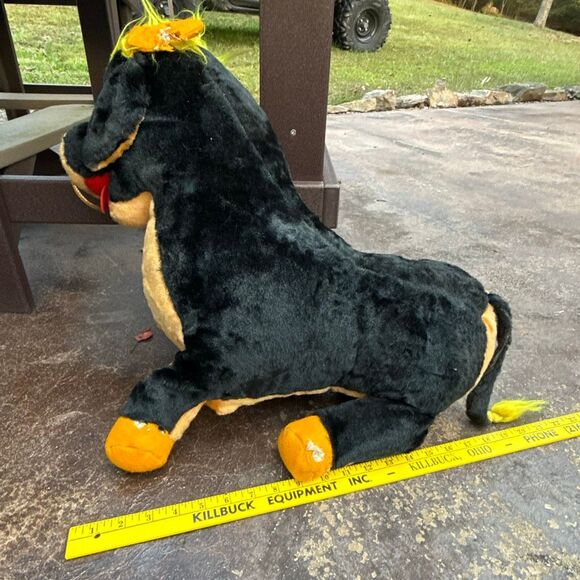 Vintage stuffed animal bull with ring in nose black 1950s old toys collector far - Picture 3 of 10